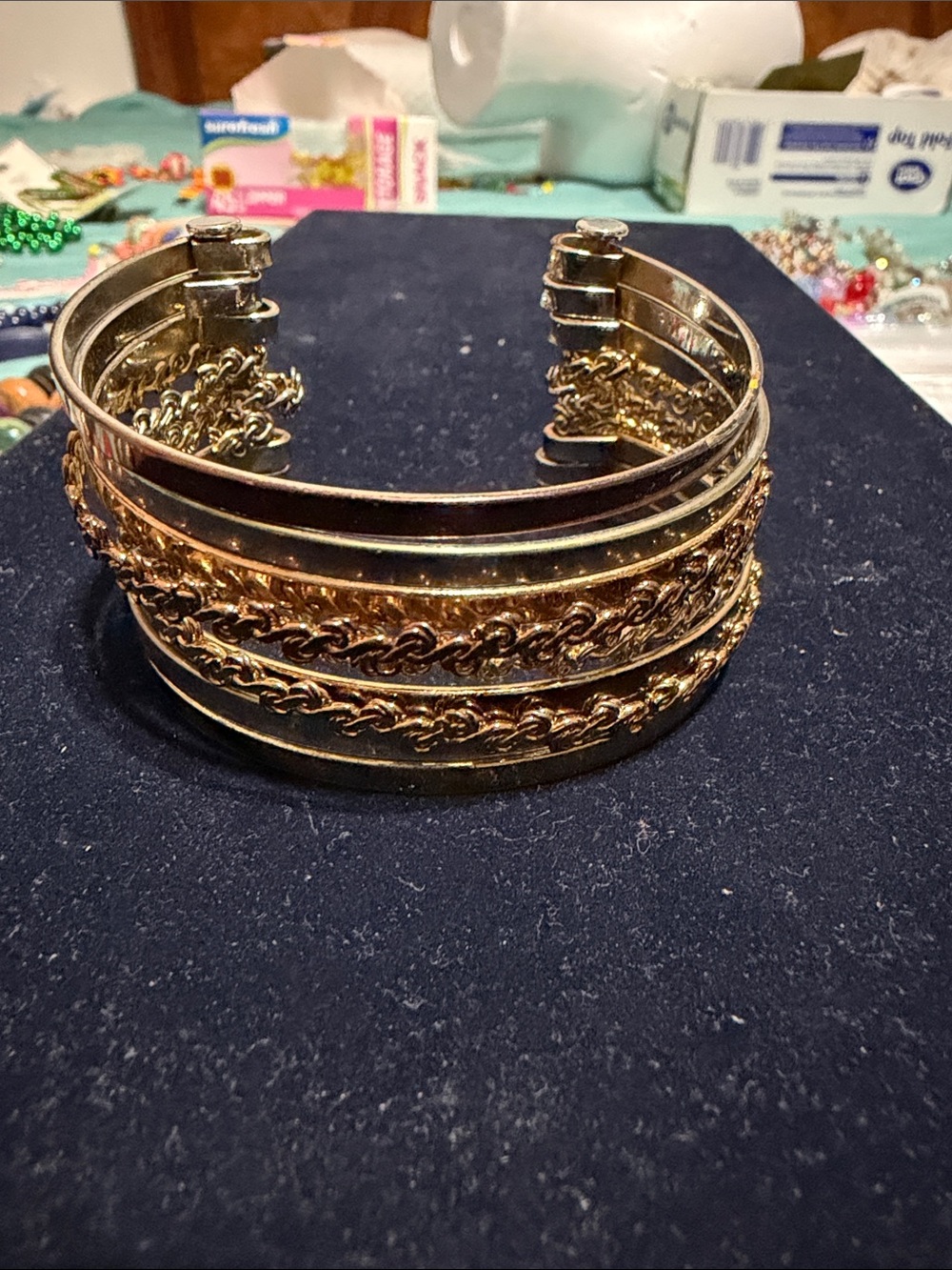 Gold-Tone Multi-Row Rope and Bangle Bracelet